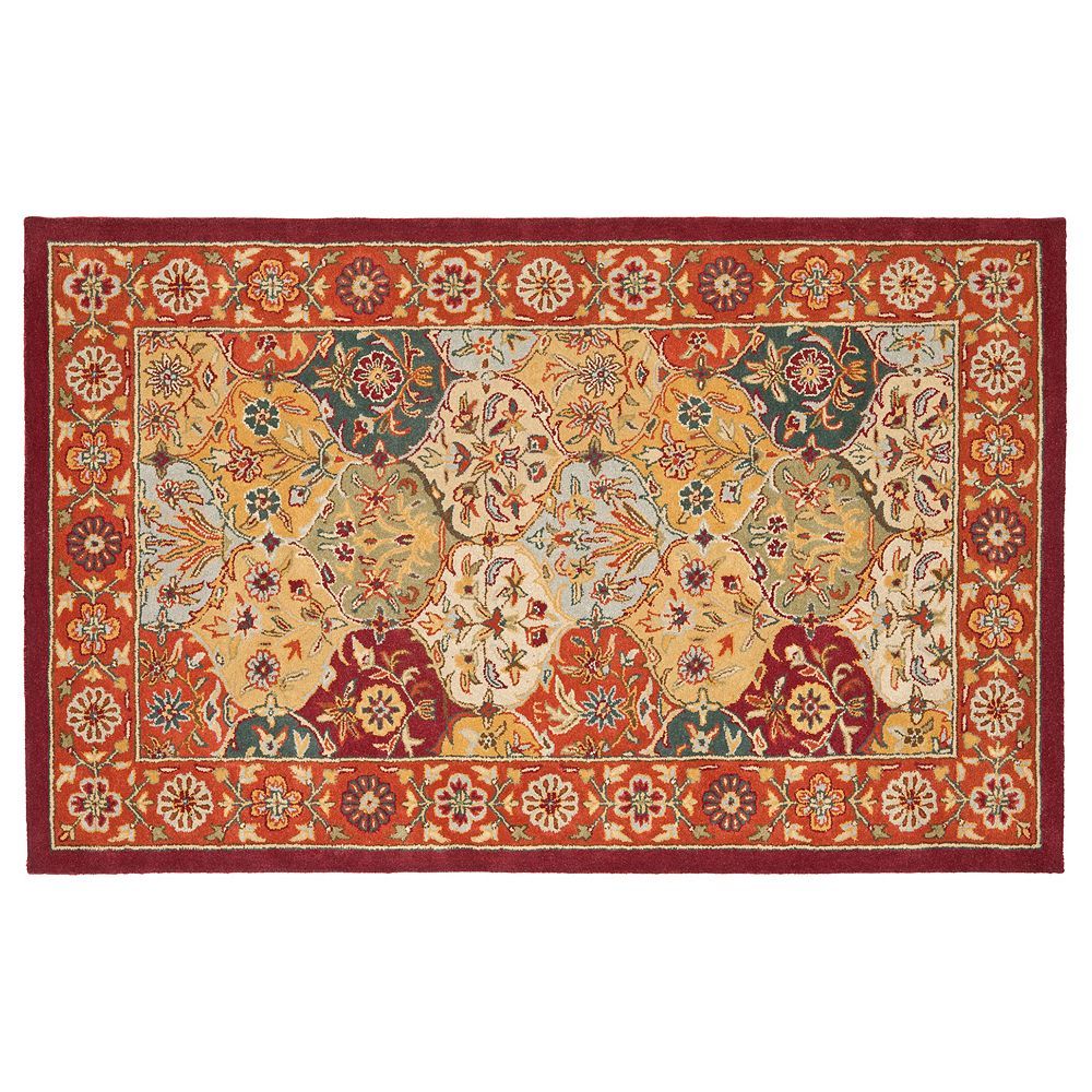 Safavieh Heritage Reine Framed Fl Wool Rug Red 2x8 Ft
