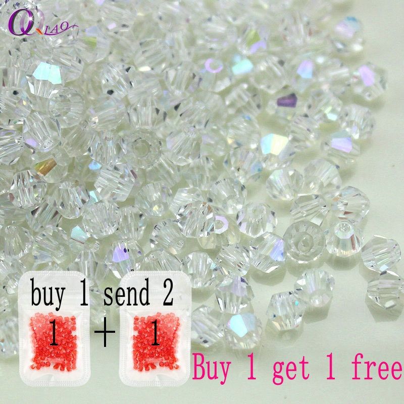 200//1000pcs 4mm Bicone Crystal Glass Loose Spacer Beads Jewelry Making Wholesale