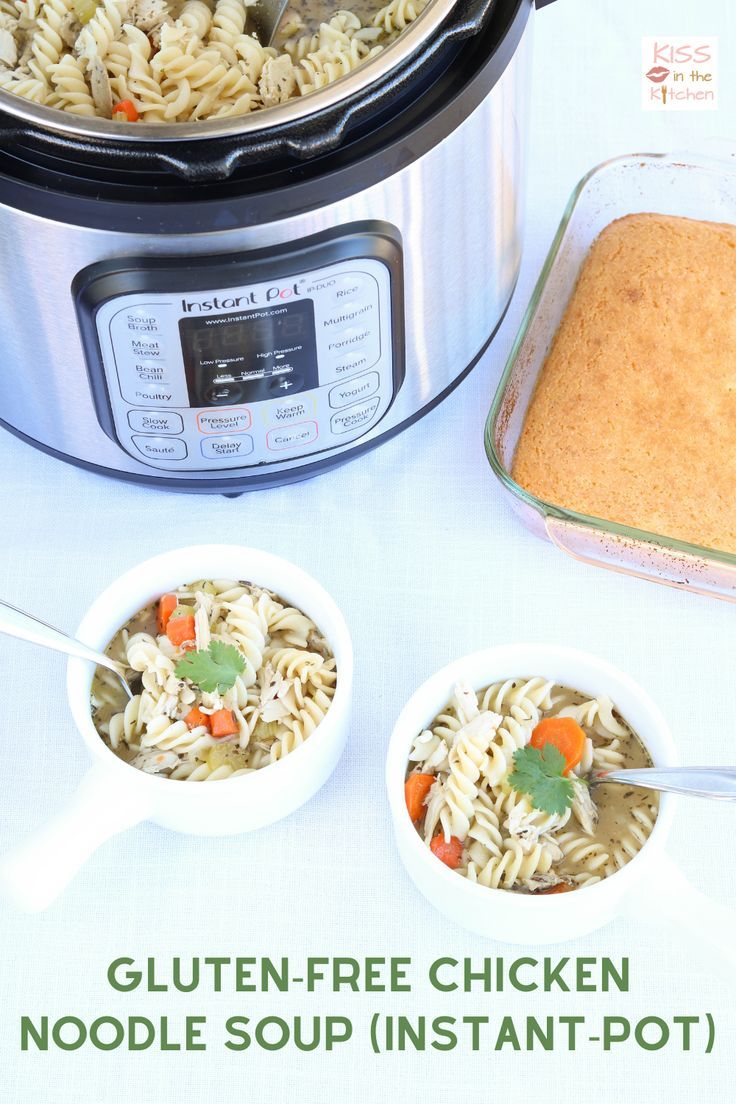 GF Chicken Noodle Soup is a breeze to whip together in the Instant Pot and you'll have plenty of leftovers to freeze for the next time you're under the weather! Slow Cooker Crock Pot, Crockpot, Gluten Free Chicken Noodle Soup, Gluten Free Cornbread, Soup Broth, Multigrain, Porridge, Pressure Cooking, Crock Pot