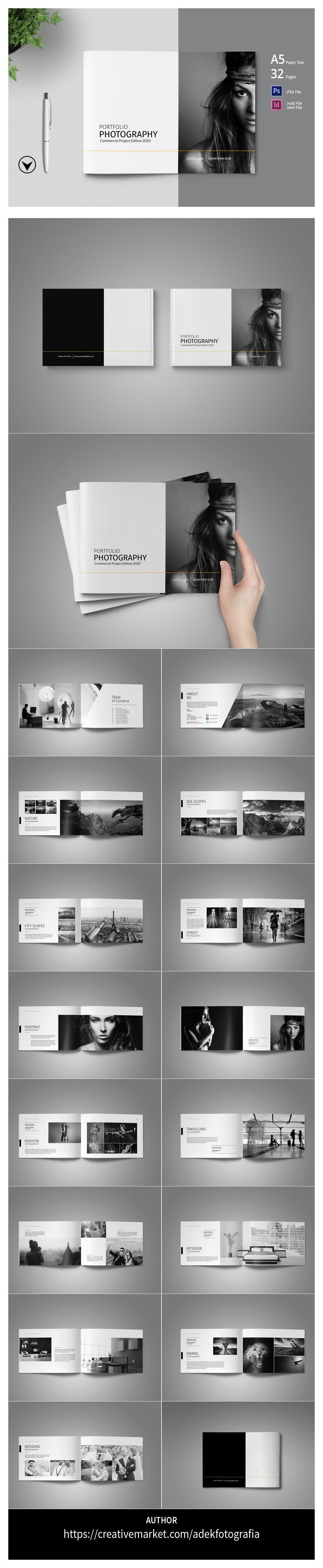 Click the arrow in the above image to scroll down through more images 32 PAGES - A5 Photography Portfolio Template --- Just drop in your own pictures and texts, and it’s ready for print. Or Design Brochure, Brochure Layout, Brochure Template, Magazine Design, Photoshop Fonts, Identity, Bussiness Card, Photography Portfolio, Photography Magazine