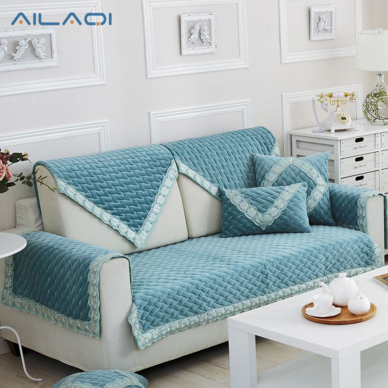 Aliaq Solid Style European Sofa Mats Fabric Plush Sets Non Sofa Sets