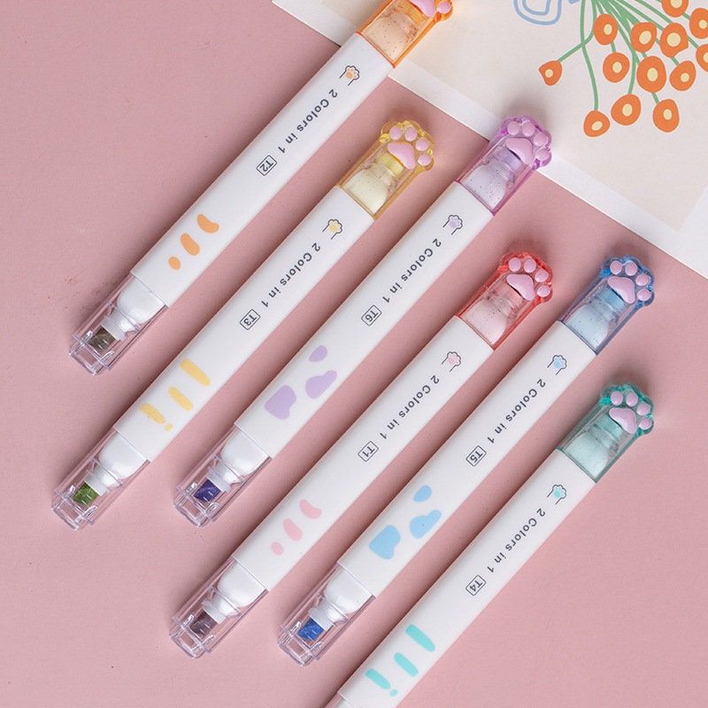 6pcs, 12 colors, Cat Paw Highlighter Pen, kawaii stationary, back to school supplies, Marker pen, cute pen, kawaii pen, planner pen