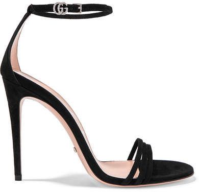 gucci black suede isle heeled sandals