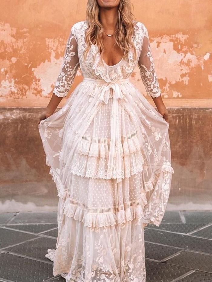 Falbala FloorLength Sleeveless Layered Dress Pullover
