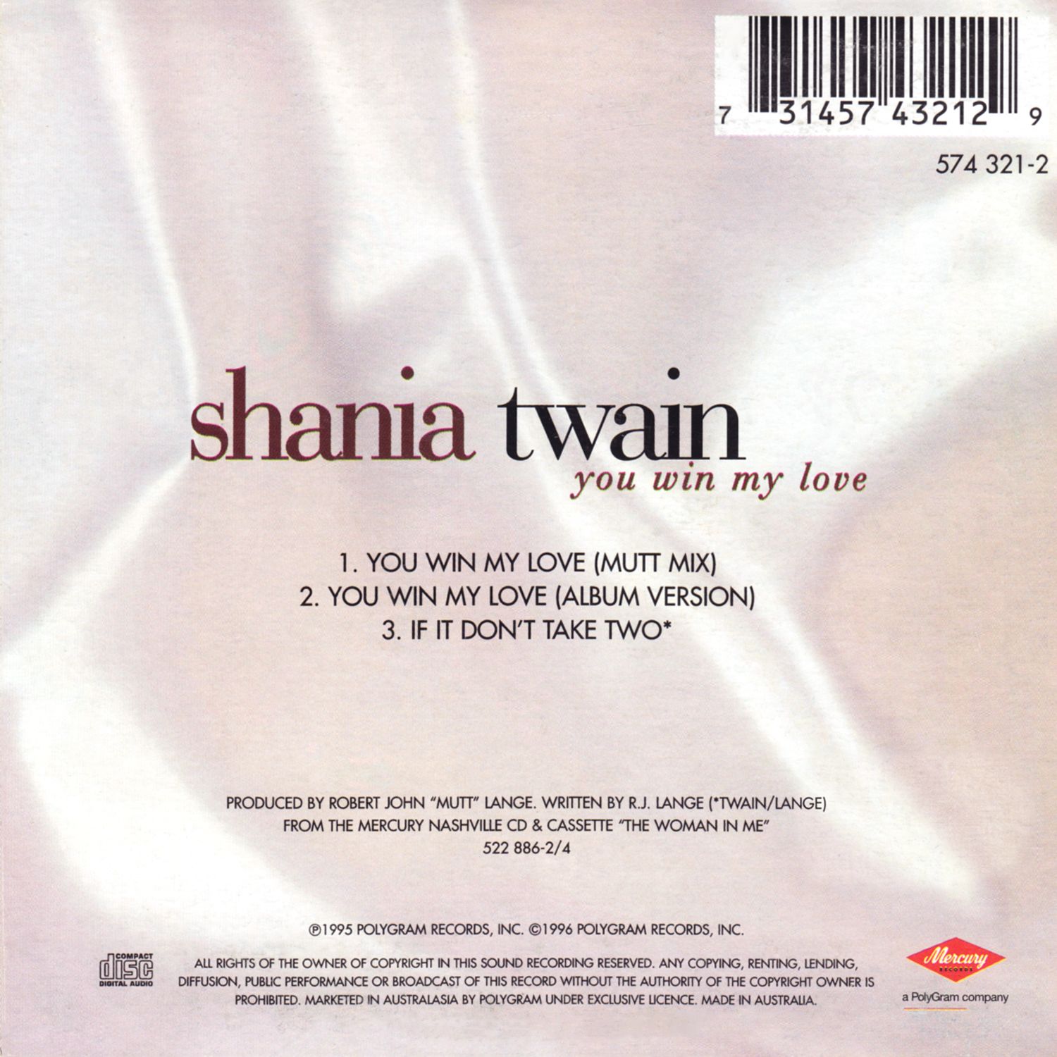 Shania Twain - You Win My Love | Shania twain, Love, Writing
