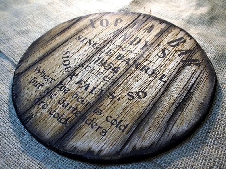 Custom Whiskey Barrel Sign Custom rustic barrel head sign inspired by old whiskey