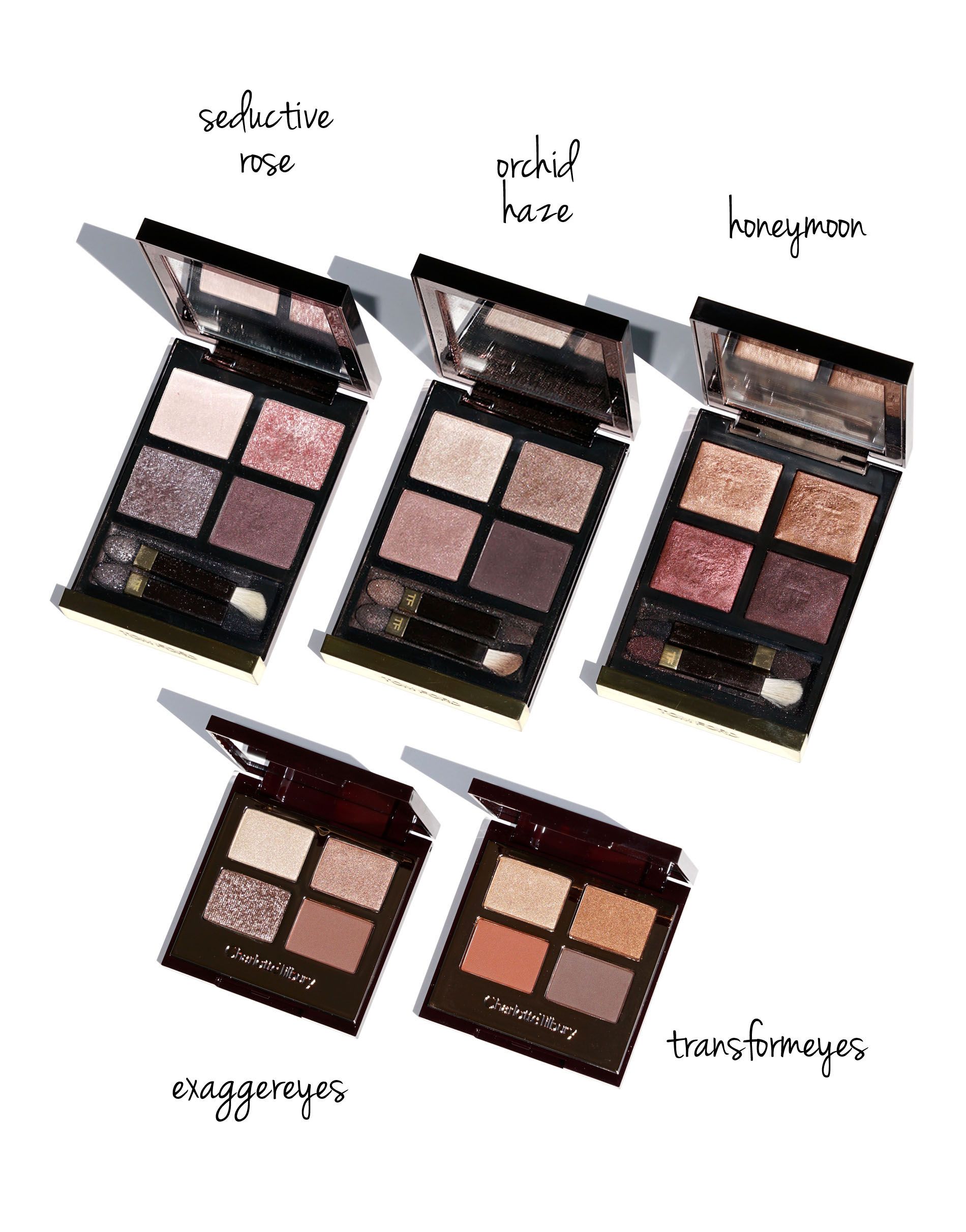 Tom Ford Eyeshadow Quad Seductive Rose, Orchid Haze, Honeymoon, Charlotte  Tilbury Exaggereyes and Transformeyes | Eyeshadow, Tom ford makeup, Eye  makeup