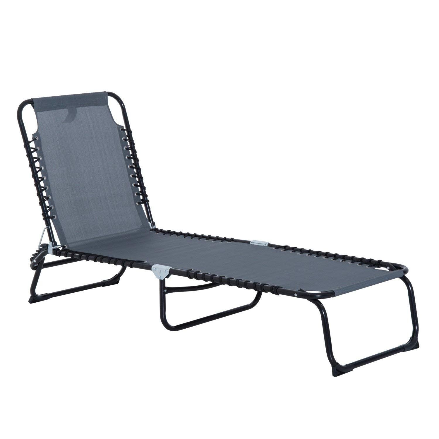 Outsunny 3-Position Portable Reclining Beach Chaise Lounge ... Outsunny 3-Position Portable Reclining Beach Chaise Lounge ... on Living Accents Sling Folding Chaise id=37805