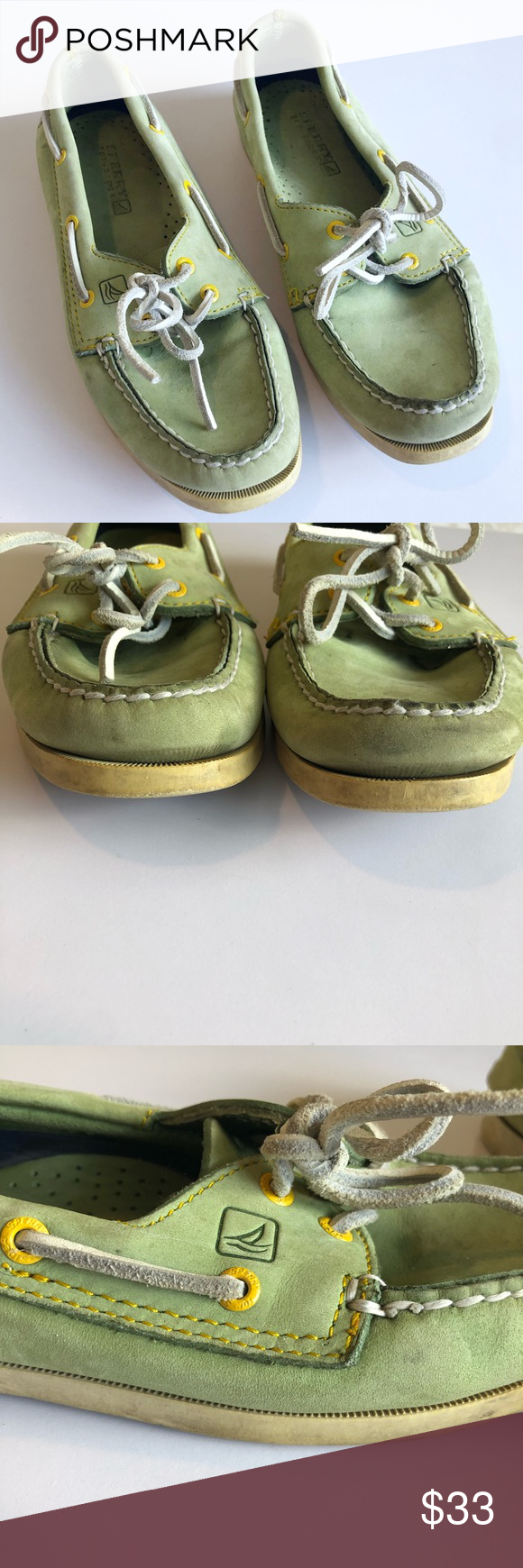 green sperry boat shoes
