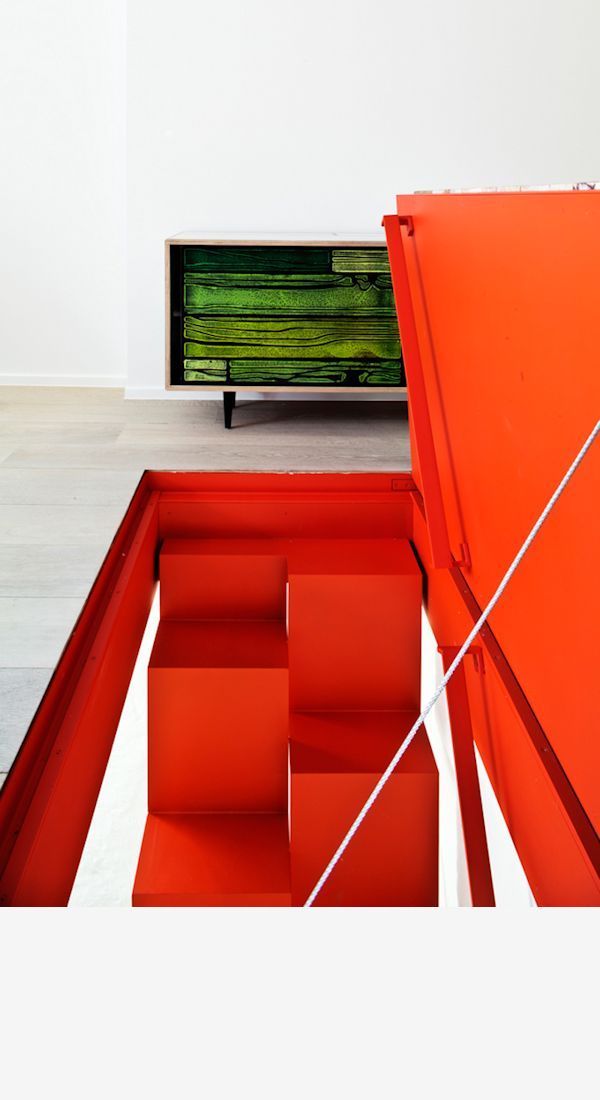 vivid tangerine a nd mystic green of sideboard