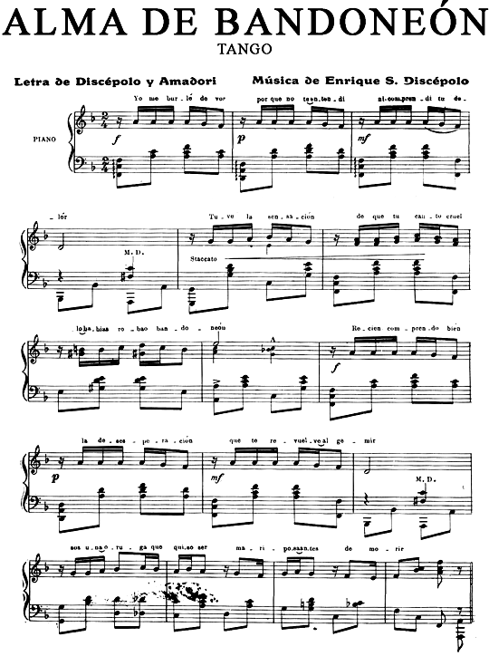Alma Del Bandoneón Tango 1935 Partituras Musica Partituras Partituras Acordeon