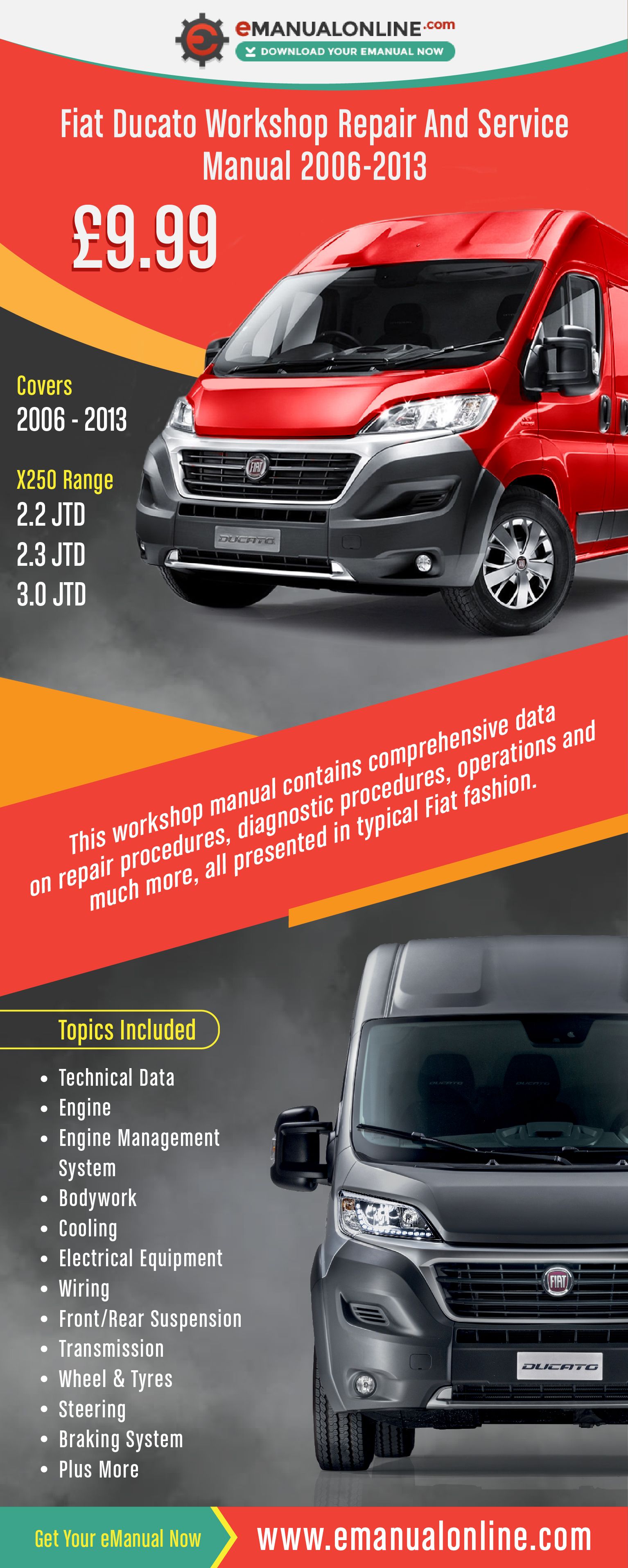 Fiat Ducato Workshop Repair And Service Manual 2006-2013 This workshop manual contains comprehensive data on repair procedures, diagnostic procedures, ...