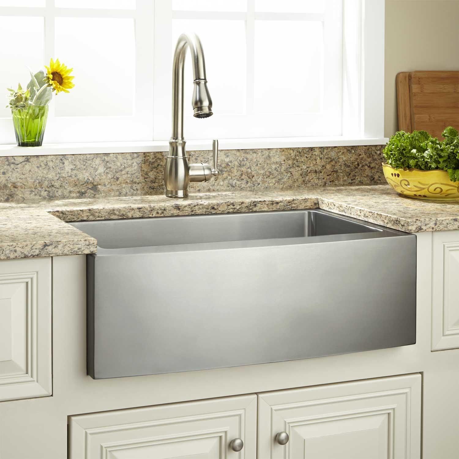 27" Optimum Stainless Steel Farmhouse Sink Curved Front