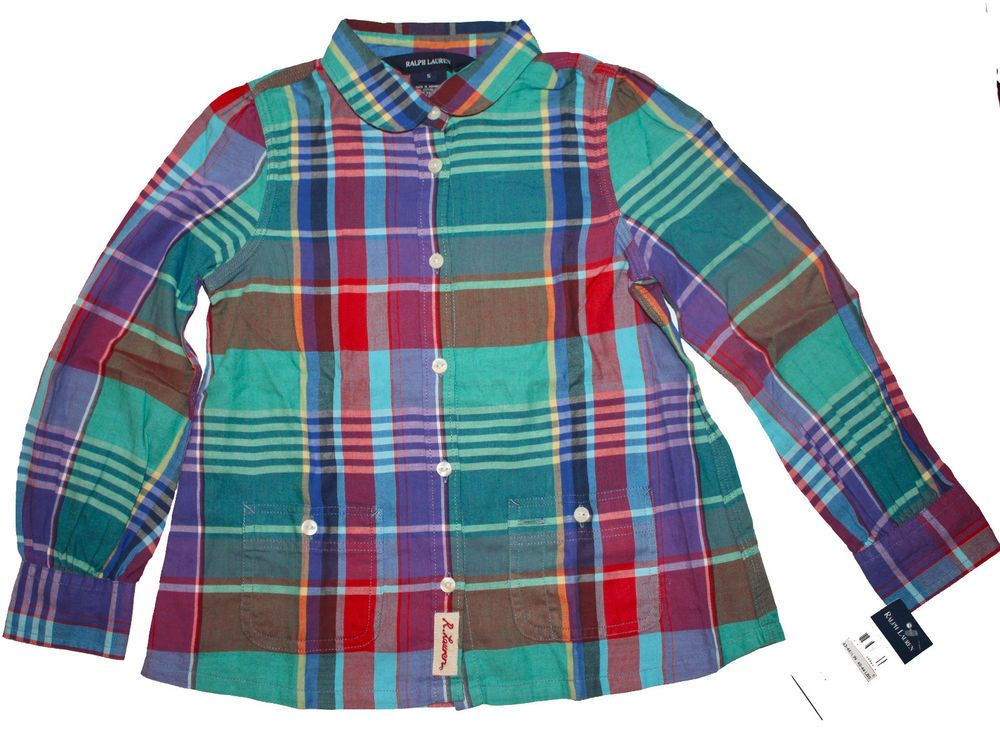 NWT Ralph Lauren Girls Plaid Madras Top /& Leggings Set
