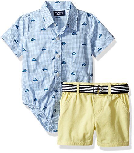 The Childrens Place Baby Boys Sleeve Poplin Short Set