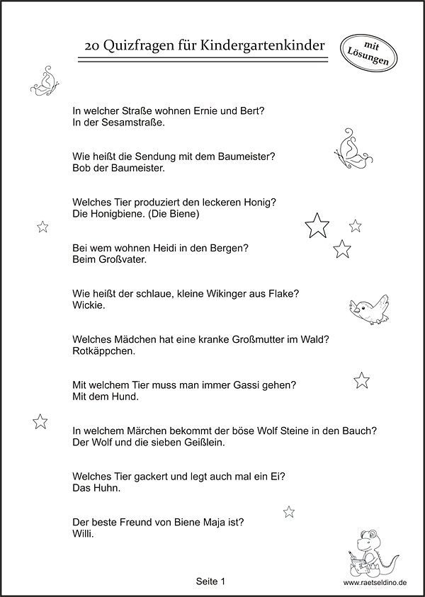 Quiz fragen zum kennenlernen