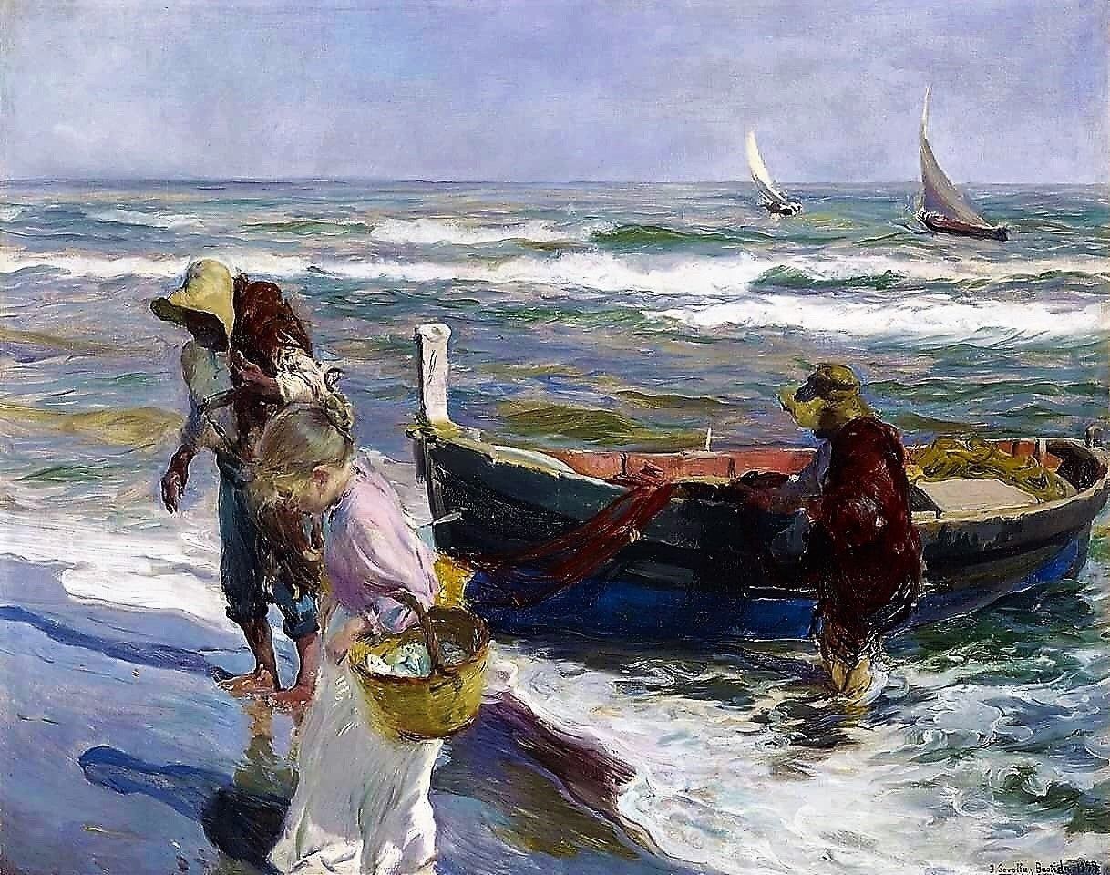 Fisherman On The Beach Cross Stitch Pattern Cross Stitch Etsy Art Painting Art Painting