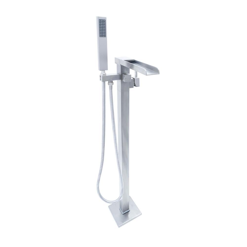 Dyconn Victoria Single Handle Claw Foot Tub Faucet With Hand Shower In Brushed Nickel Btf41 Bn The Home Depot Freestanding Bathtub Faucet Tub Faucet Freestanding Tub Faucet