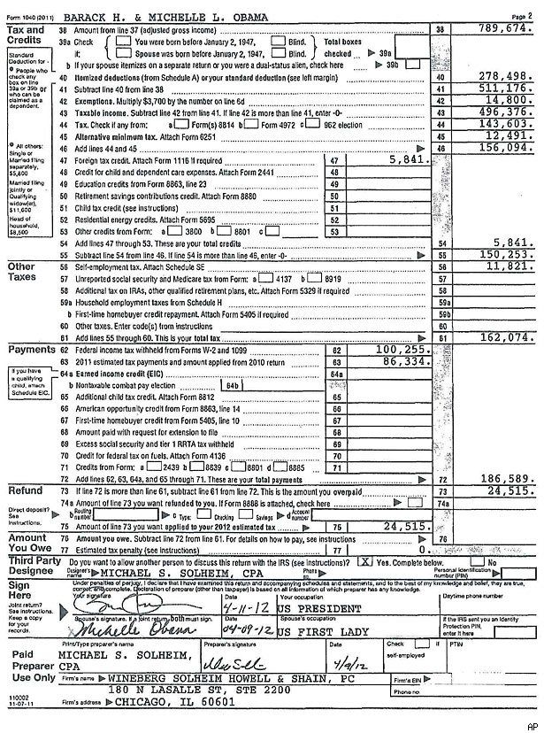 Obama 2011 Tax Return #money Infographic / Visualizations