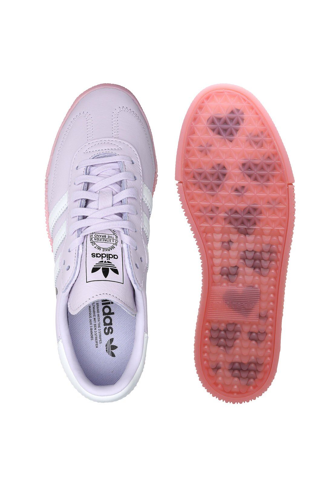 Tênis Couro adidas Originals Sambarose Lilás/RosaBico: RedondoMedidas da peça: Sola com 3cm.Observação: A medida do salto pode variar entre 0,5cm e 3cm dentro da grade 33-39, de acordo com o tamanho do calçado. Adidas Originals, Keds, Grade, Sneakers, Shoes, Products, Tennis, Slippers, Zapatos
