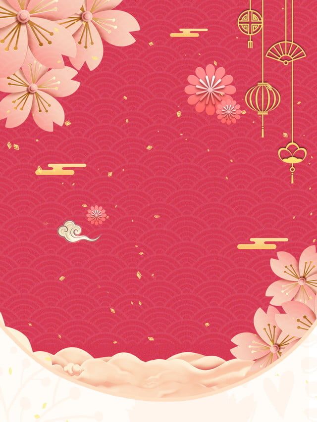 美麗的中國風櫻花邀請背景素材 Blossom Invitation Invitation Background Chinese Style