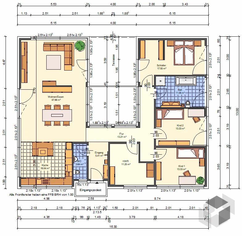 Grundriss Winkelbungalow U-Form | Haus grundriss, Haus bauen, Haus