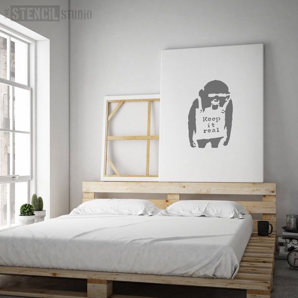 banksy keep it real monkey graffiti wall stencil from the stencil