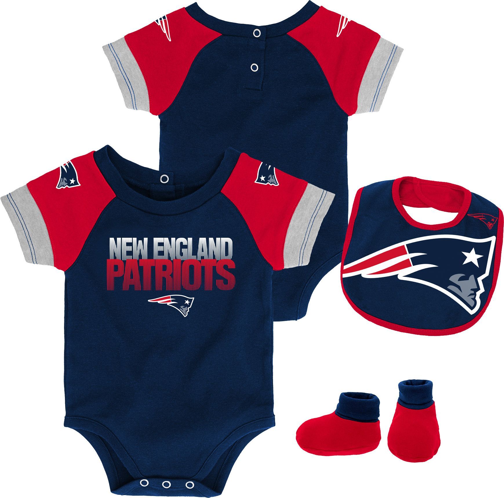 OuterStuff New England Patriots Girls Toddler 3 Piece Creeper Set