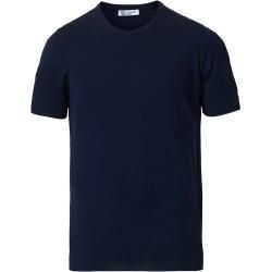 Superfine Worsted Merino Short Sleeve Tee Dark Navy Johnstons of Elgin #shortsleevetee