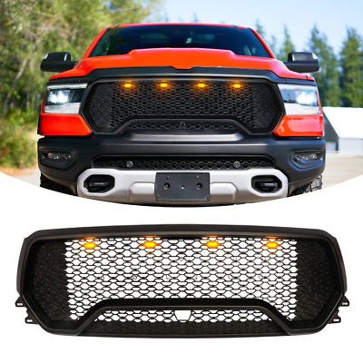 For 2019-2022 Dodge Ram 1500 Grill TRX Style LED Honeycomb Front Bumper
