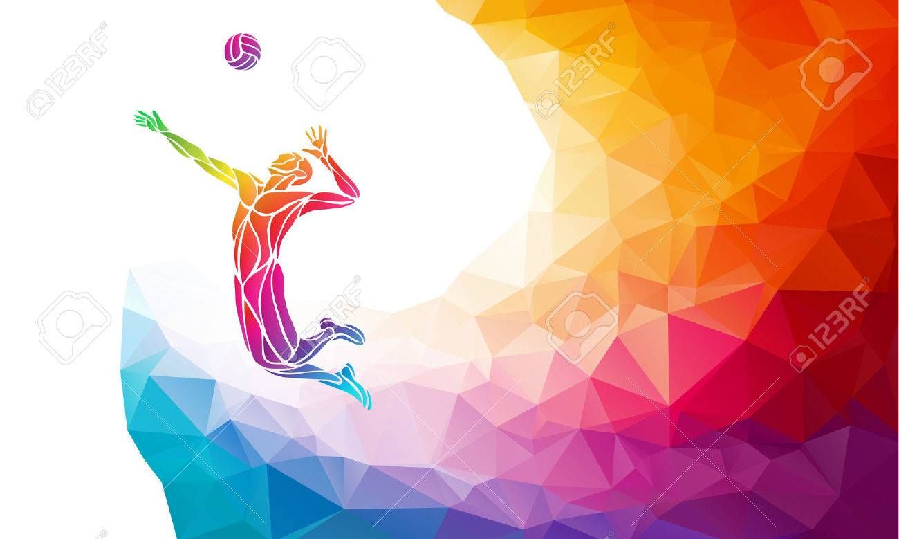 Visual Drawing Volleyball Sport At Fast Of Speed In Game Colorful Beautiful Design Style On White Background Creative Infographic Vector Illustration Drawings