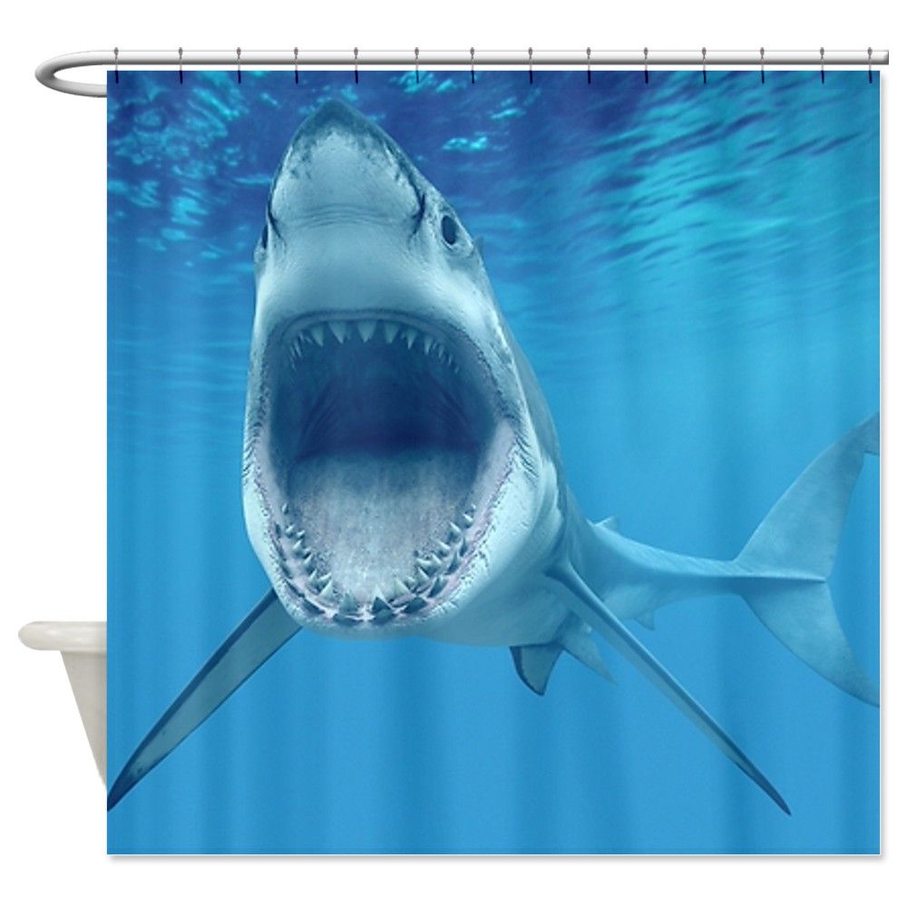 3d Shark Bear Firing Shower Curtain Shark Shower Curtain