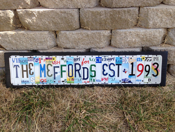 20th Wedding Anniversary Aluminum Gift Custom Recycled License