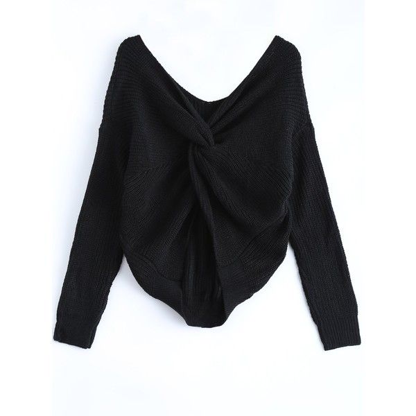 V Neck Knotted Back Chunky Jumper Sweater 21 Liked On Polyvore Featuring Tops Sweaters V Neck Jumper Jumper Sweater Chunky Jumper Fashion Clothes Women