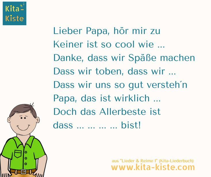 Vatertagsgedicht Spruch aus "Lieder & Reime 1", dem KitaSongbook des
