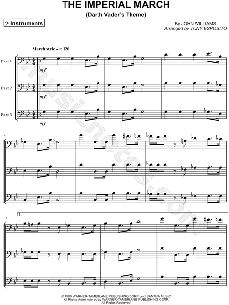 Print and download The Imperial March - Trio of Bass Clef Instruments sheet ...