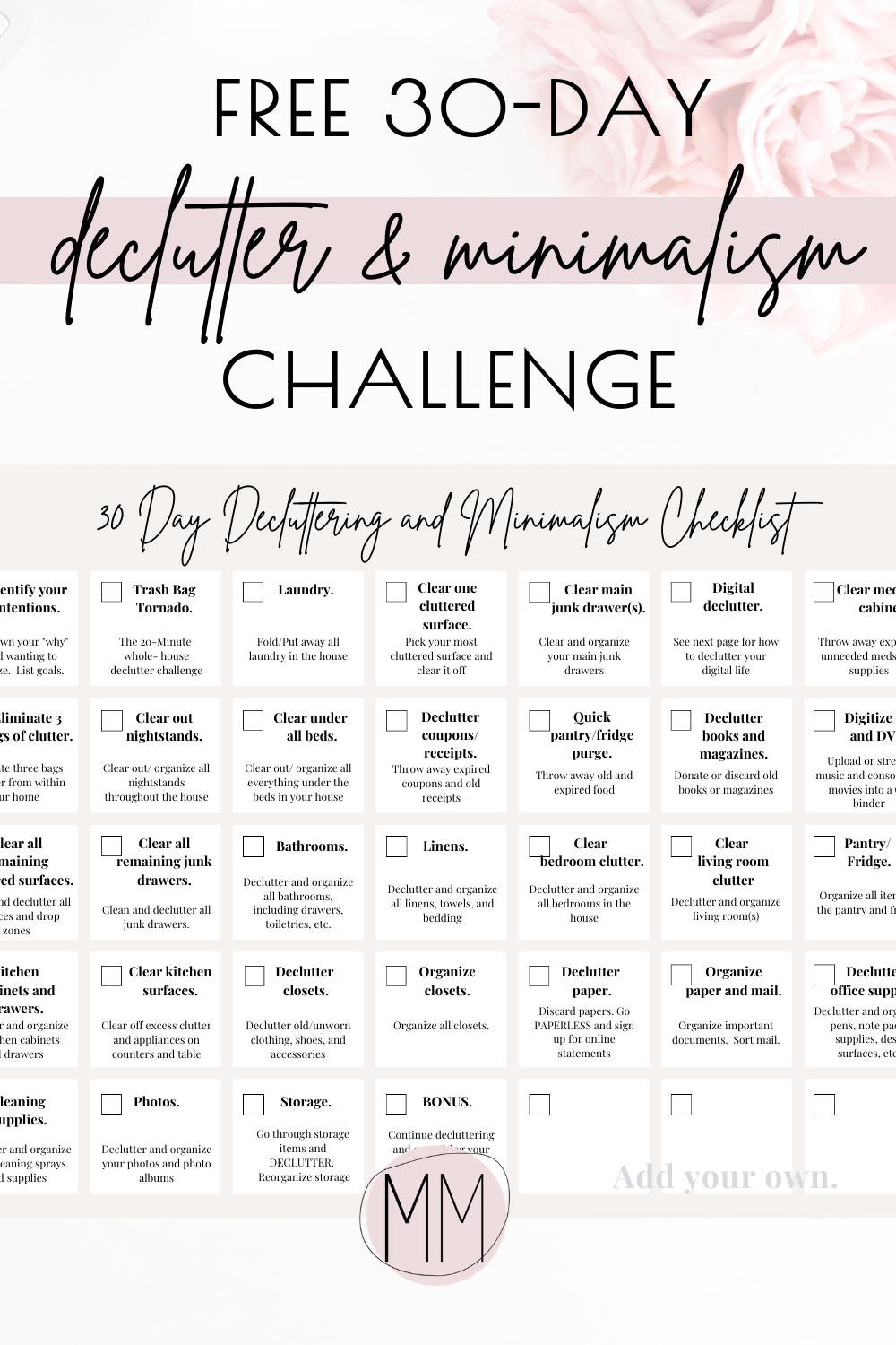 FREE 30 Day Decluttering Challenge 30 Day Minimalism Challenge