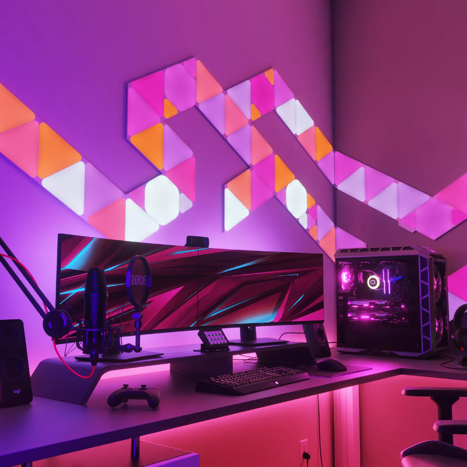 Smart Lighting | USA » Nanoleaf Shapes Color-Changing Light Panels Nanoleaf Lights, Yes Music, Smart Kit, Smart Panel, Music Visualization, Light Panels, Screen Mirroring, Apple Homekit, Color Changing Lights