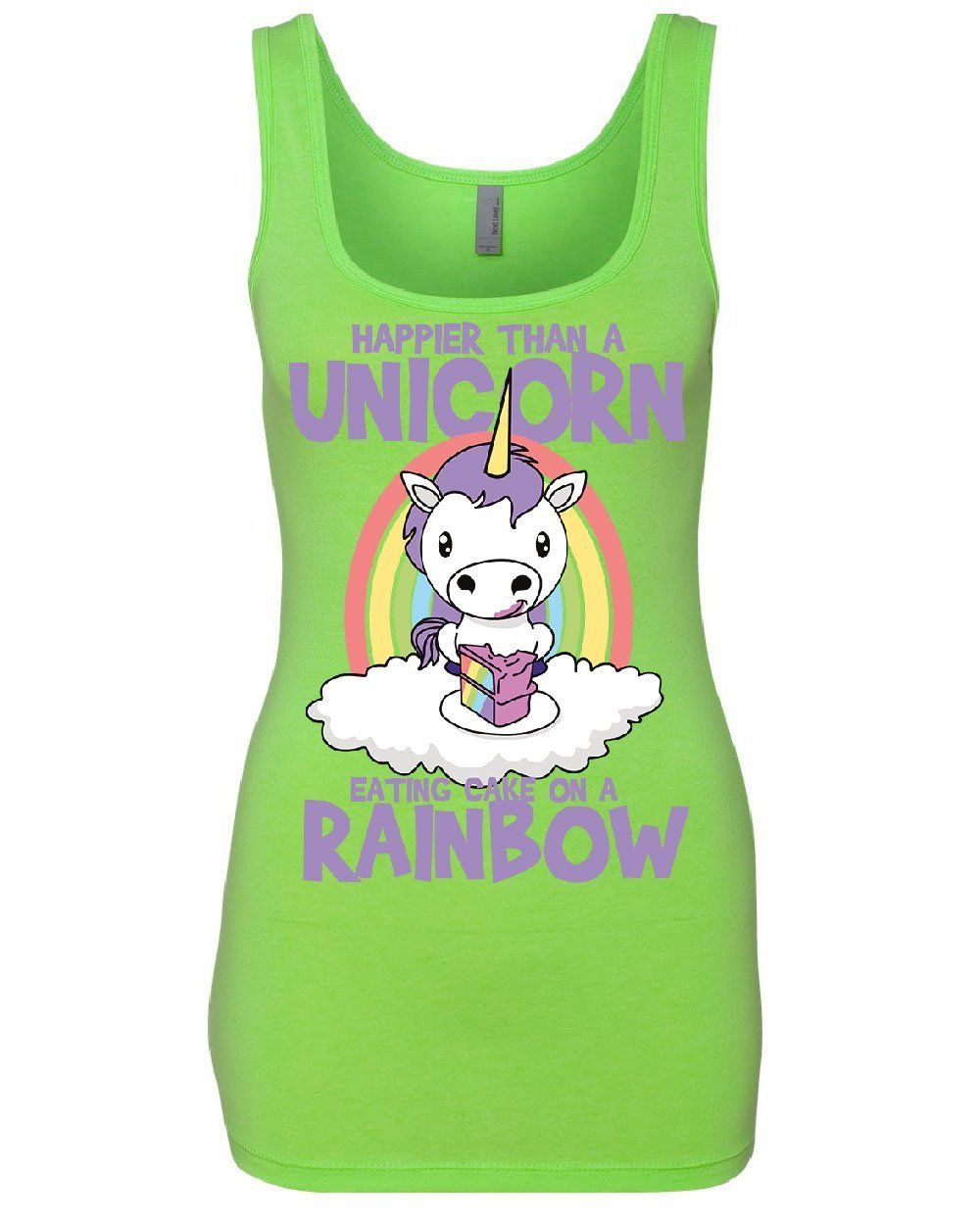 Unicorn Eating Sweet Rainbow Cake Tank Top Stars Fantasy Magic Sleeveless