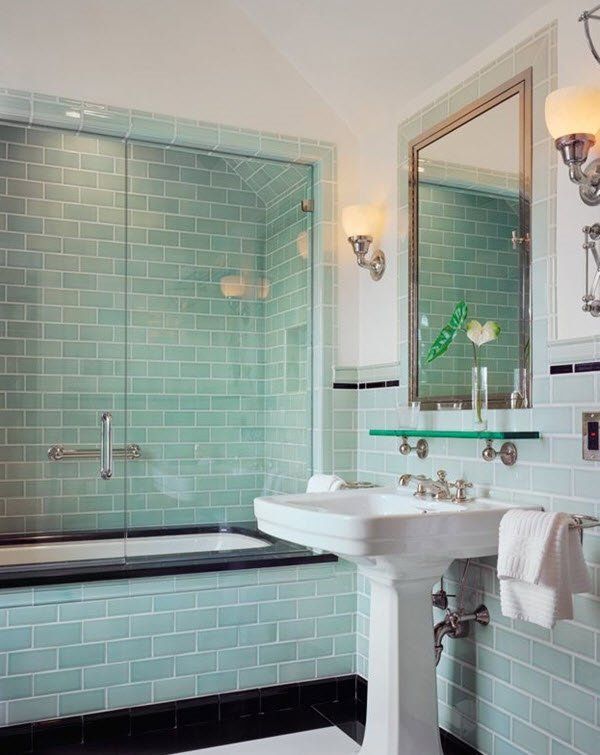 mint green bathroom Green bathroom, Green tile bathroom, Mint green