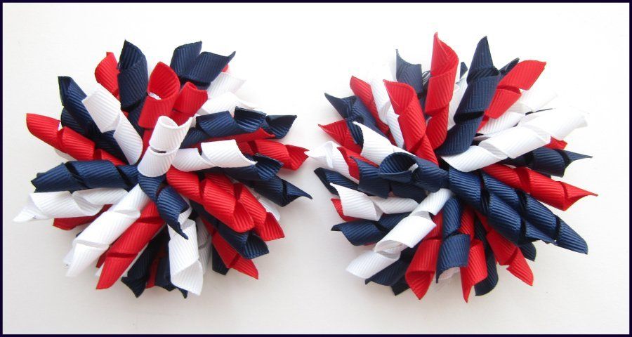red//white Handmade Bow Korker Bobble school colour