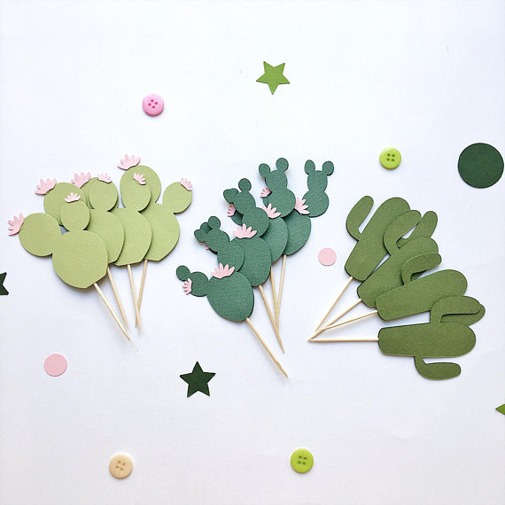 Cactus Cupcake Toppers Cactus Geburtstagsdekorationen Fiesta Baby Shower Toppers Fiesta Bache...