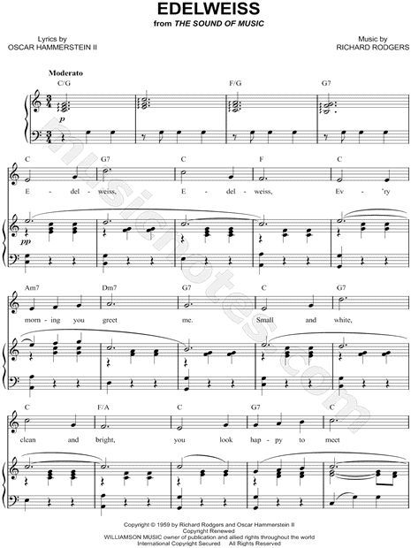 print and download edelweiss sheet music from the sound of music sheet music to print
