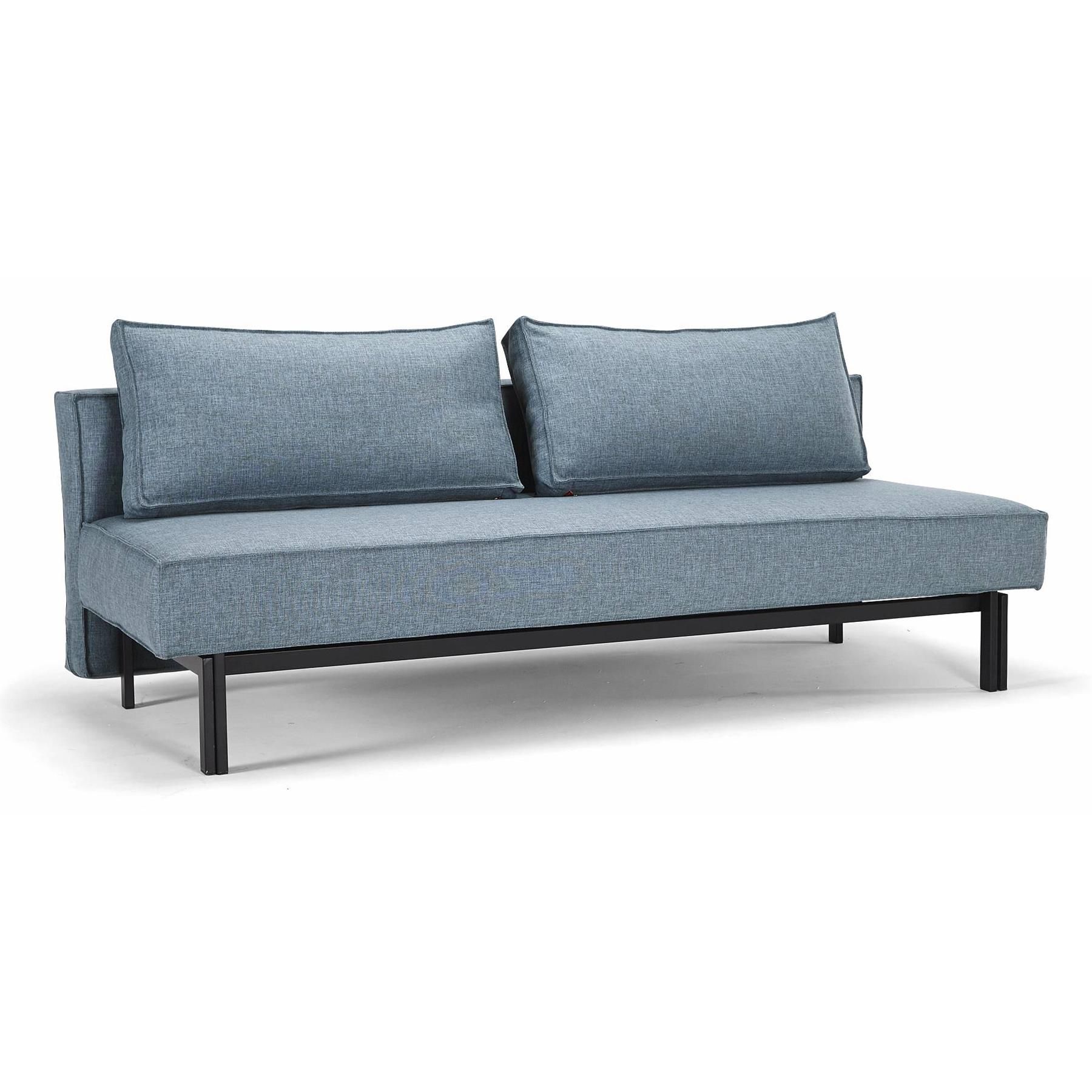 Innovation Slaapbank Sly - Mixed Dance Light Blue 525 - Mat Zwart | Slaapbank, Lichtblauwe banken, Zitbank