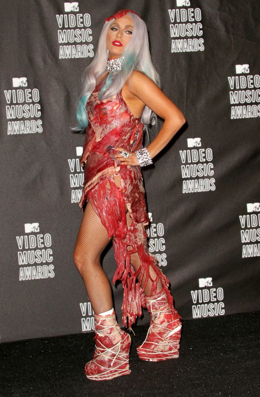 Lady Gaga’s famous meat dress goes on show picture pictures Lady Gaga’s famous meat dress goes on show