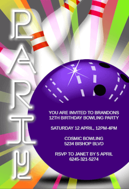 strike bowling free printable birthday invitation template