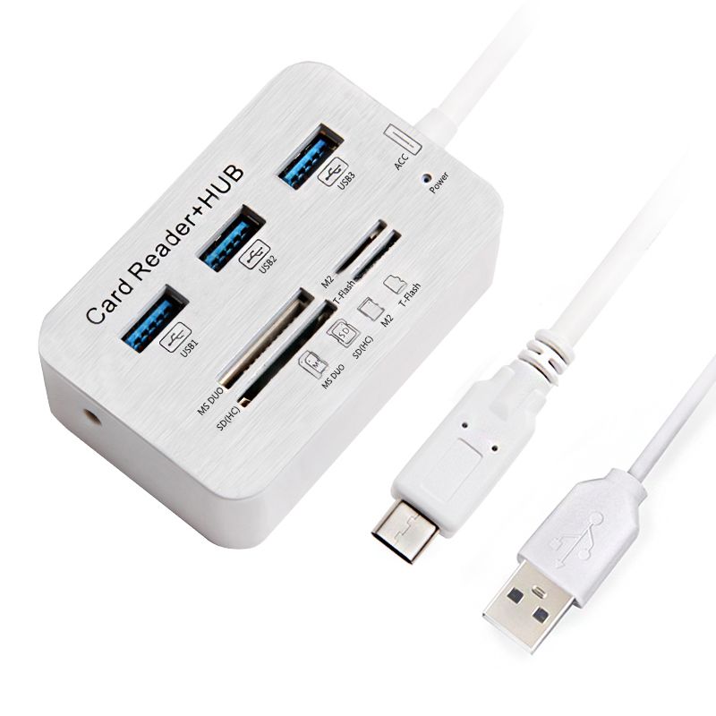 USB3.0 Hub and CF//SD//TF Card Reader Combo USB A Hub Adapter with 3 USB3.0 Ports and CF//SD//TF Card Reader Slots for Laptop//Desktop//Tablet Compatible with Windows//Mac//Linux
