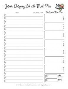free grocery list printables meal planner printable budgeting grocery list