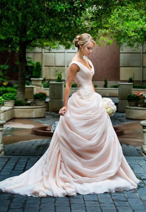 Flowing Pink Wedding Dresses