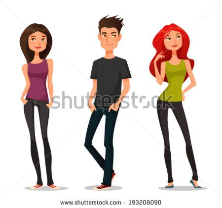 Cute Cartoon Illustration Of Young People Stock Vector Cartoon